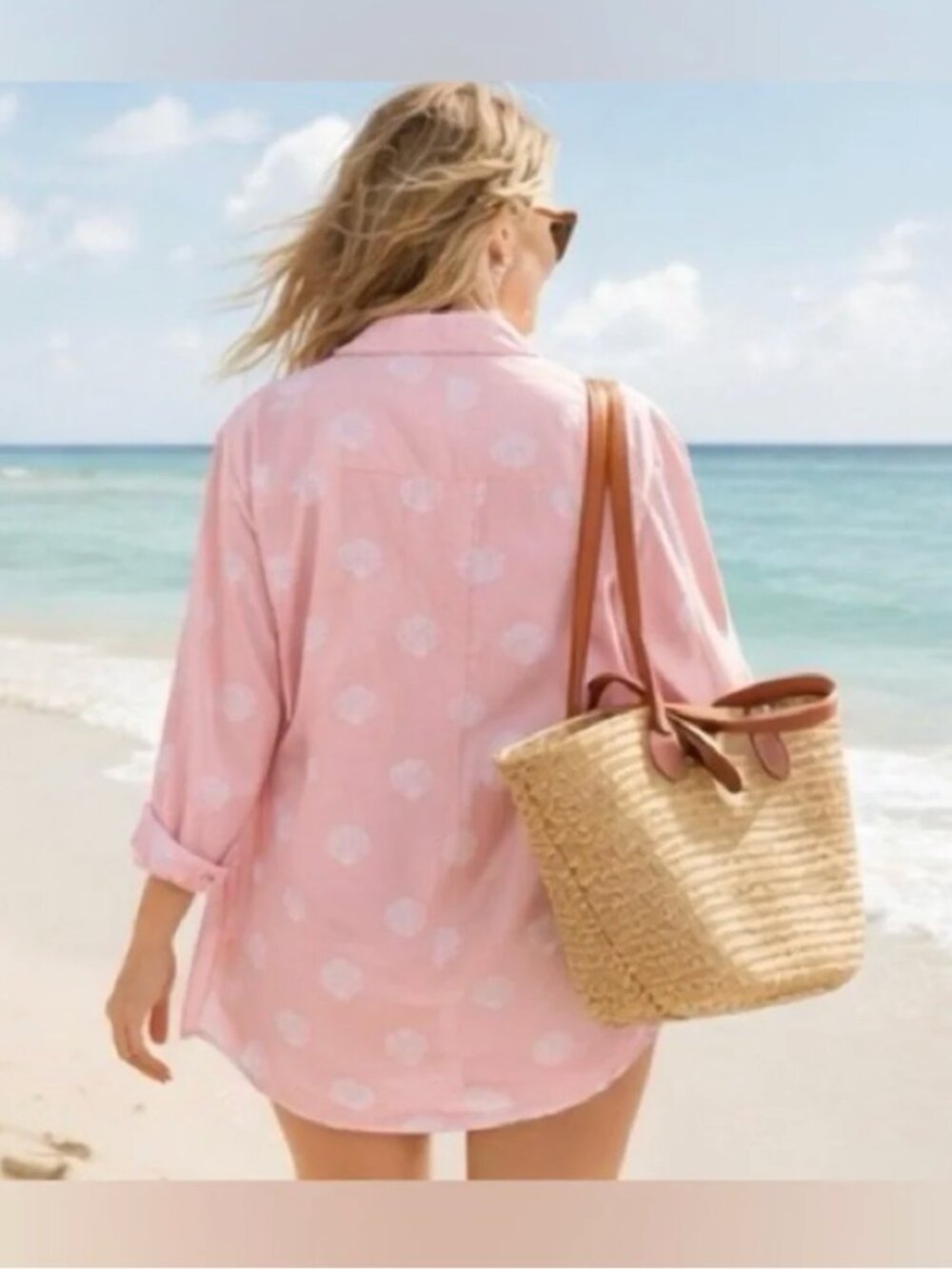 J. Crew Sea Shell Print 100% cotton button down shirt coastal Beach Extra Large - Picture 10 of 10